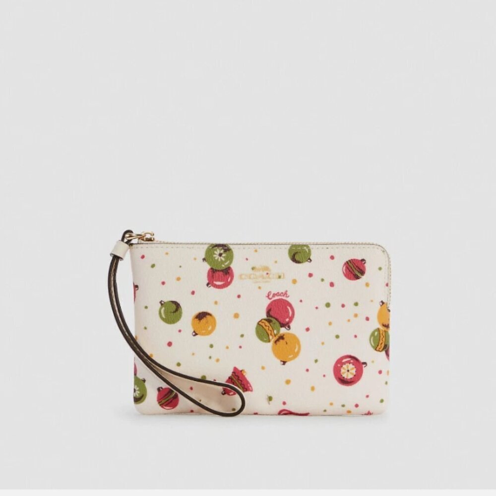 COACH Corner Zip Wristlet with Ornaments Wallet
